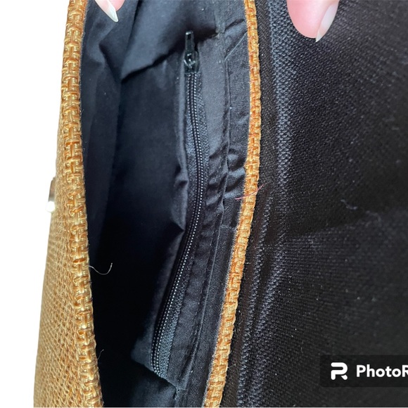 NWOT African Handmade Woven Womens Abstract Clutch Purse Maroon Tan Snap Closure - Picture 8 of 14